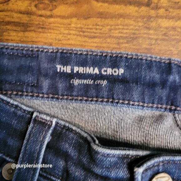 AG Adriano Goldschmied 27 R Prima Cigarette Crop Mid Rise Dark Wash Raw Hem - Picture 4 of 12